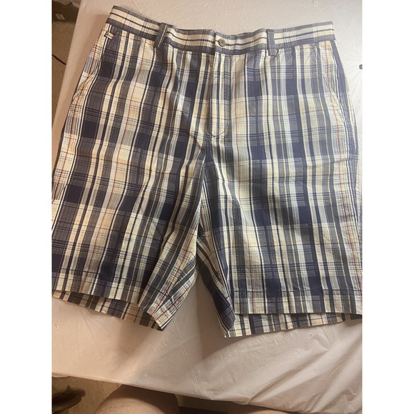 Men's‎ Tommy Bahama Blue Plaid Relaxed Textured Silk Blend Golf Shorts- Size 38 - Picture 2 of 13